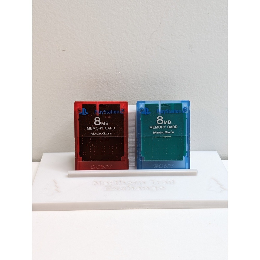2 x Sony Playstation 2 PS2 8gb Memory Card Blue And Red